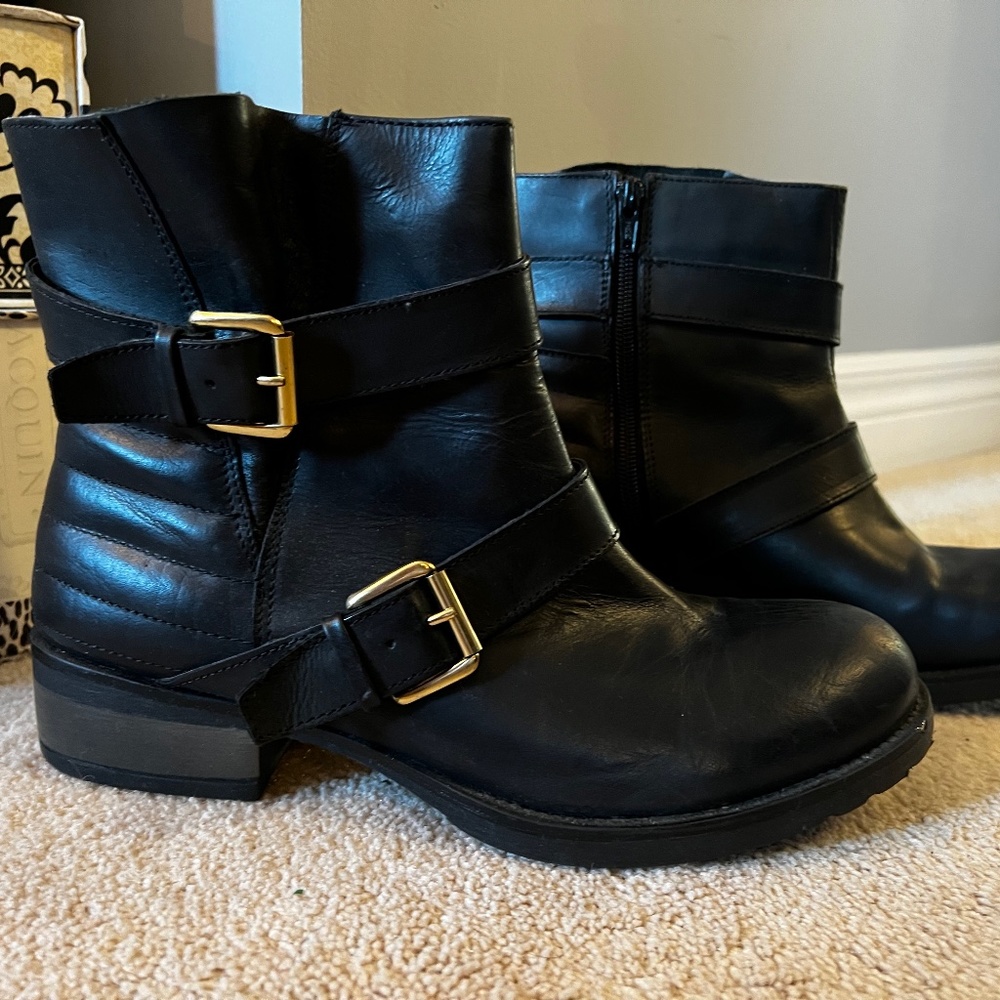 Leather Ankle Buckle Strap Boots (NEW)
